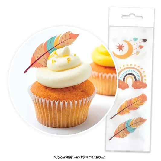 Edible Wafer Cupcake Toppers Boho 16 piece pack