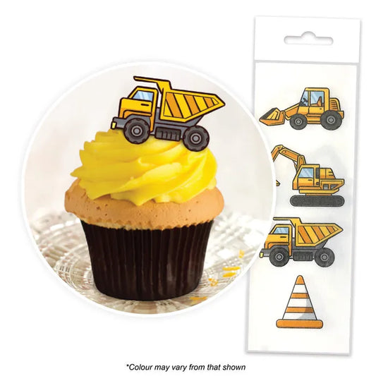 Edible Wafer Cupcake Toppers Contruction 16 piece pack