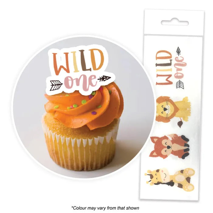 Edible Wafer Cupcake Toppers Wild One 16 piece pack