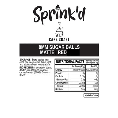 SUGAR BALLS SPRINK'D |  | RED | 8MM | 500G