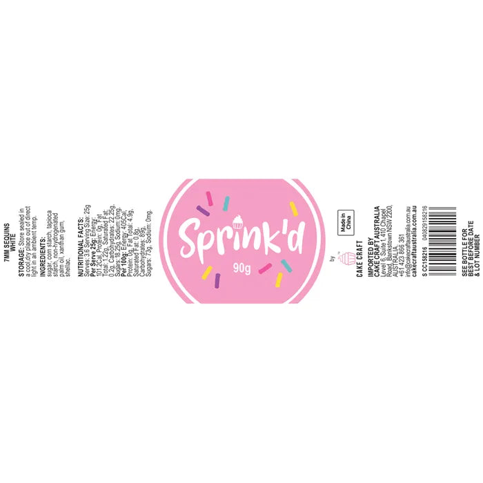 Sprinkles Sprink'd Sequins White 7mm 90g