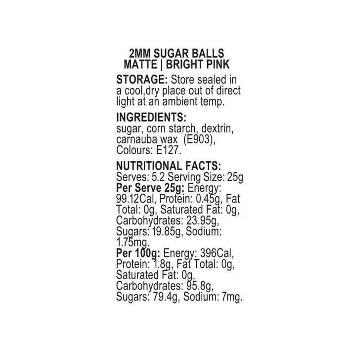 SPRINK'D | SUGAR BALLS | BRIGHT PINK | 2MM | 60G