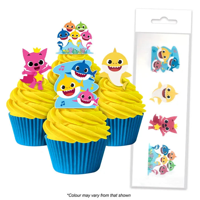 Edible Wafer Cupcake Toppers Baby Shark 16 piece pack