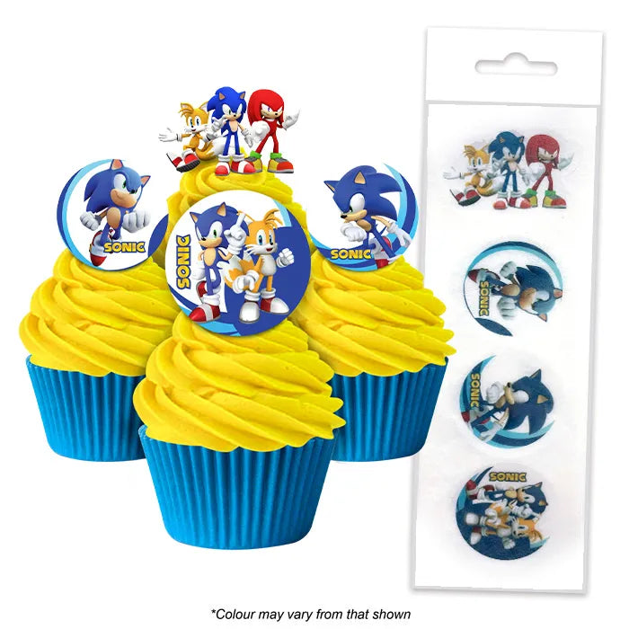 Edible wafer Cupcake Toppers Sonic 16 pack