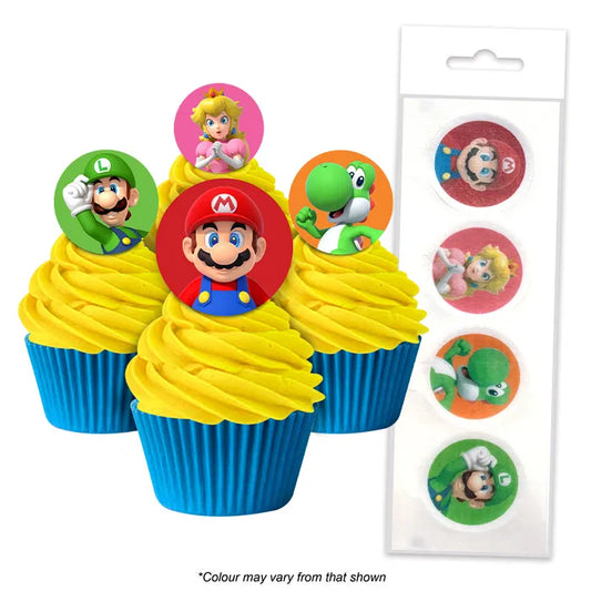 Edible Wafer Cupcake Toppers Super Mario Bros 16 piece pack