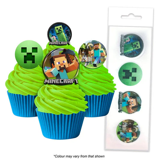 Edible Wafer Cupcake Toppers Minecraft 16 piece pack