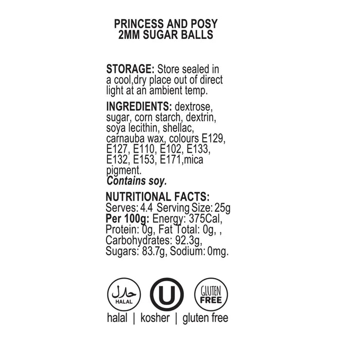 SPRINK'D | PRINCESS & POSY | SUGAR BALLS 2MM | 60G