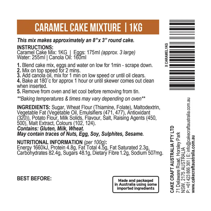 Cake Mix Caramel Mud Cake Mix 1kg