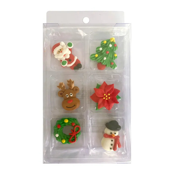 CHRISTMAS SET SUGAR DECORATIONS 6 PIECE PACK