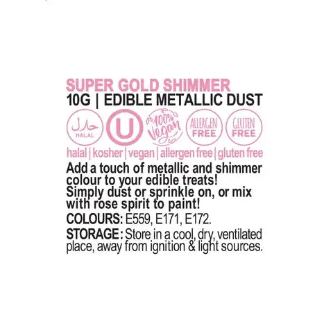 Vivid Super Gold Shimmer Edible Metallic Dust 10G – view 2