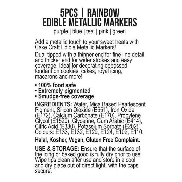 EDIBLE METALLIC MARKERS RAINBOW 5PK Vivid – view 4