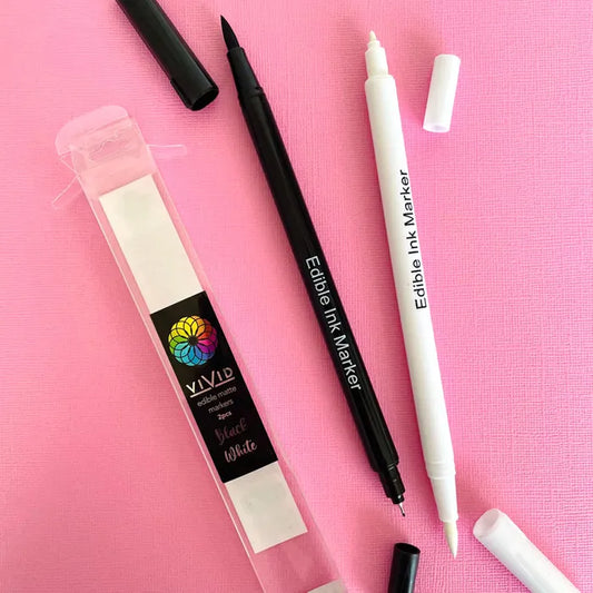 Edible Markers Matte White & Matte Black Markers