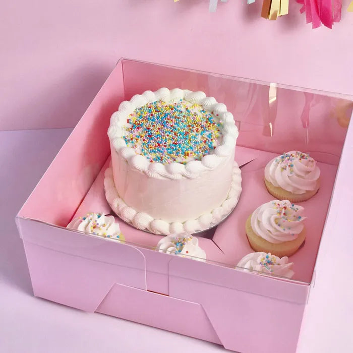 Box Pink Bento 5 Hole Cupcake and Cake Box Clear Lid