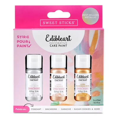 SWEET STICKS | BEST SELLER METALLIC EDIBLEART PAINT | 3 PACK | 15ML