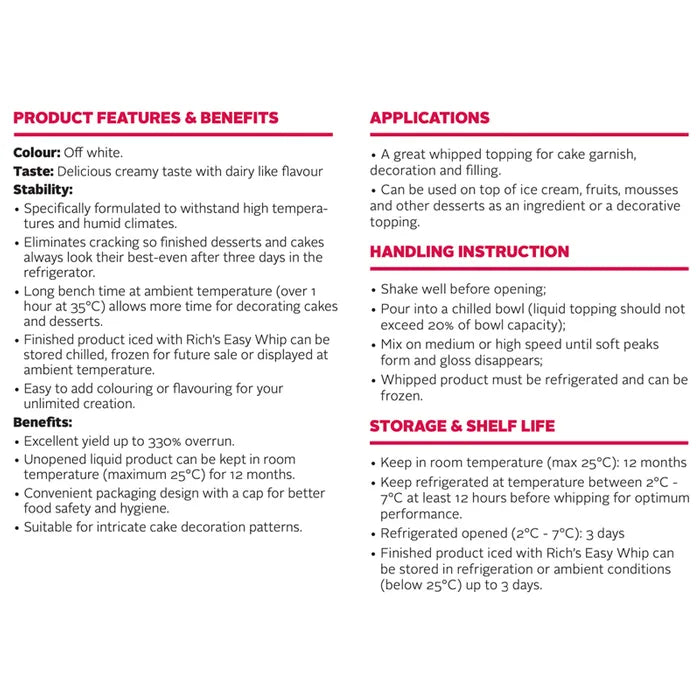 RICH'S | EASY WHIP | VANILLA | 1L