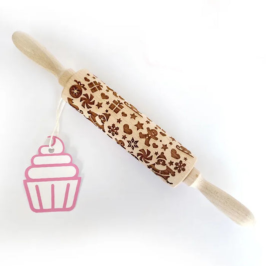 CHRISTMAS MIX WOODEN ROLLING PIN