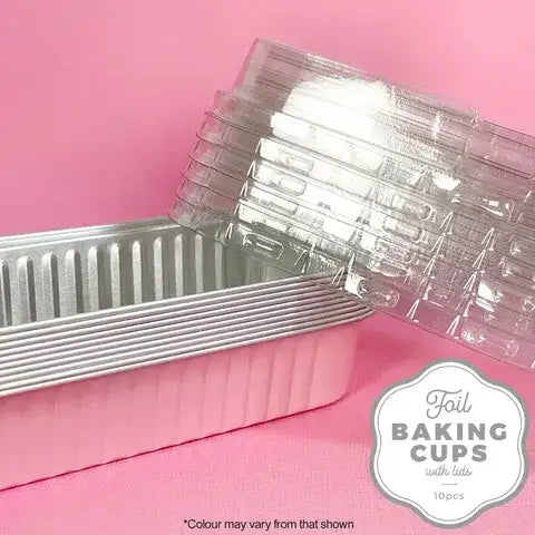 Foil Baking Cup With Lid Rectangle Light Pink 10 Packs (Cake Craft)