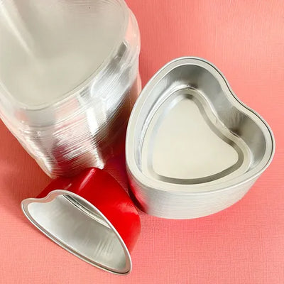 FOIL BAKING CUP WITH LID | HEART | RED | 50 PACK