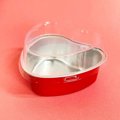 FOIL BAKING CUP WITH LID | HEART | RED | 50 PACK