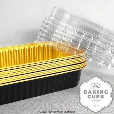 Foil Baking Cup With Lid Rectangle Black 10 Packs