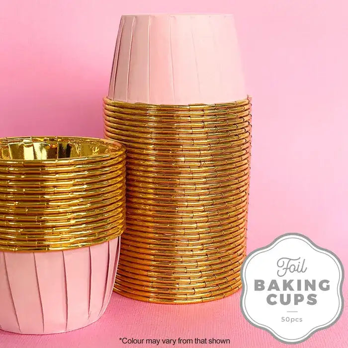 Foil Baking Cup Round Pink And Gold 50 Pack