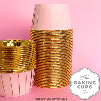 FOIL BAKING CUP | ROUND | PINK AND GOLD | 50 PACK
