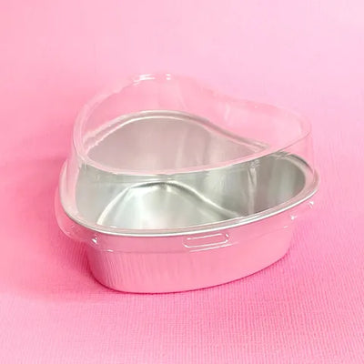 FOIL BAKING CUP WITH LID | HEART | LIGHT PINK | 50 PACKS