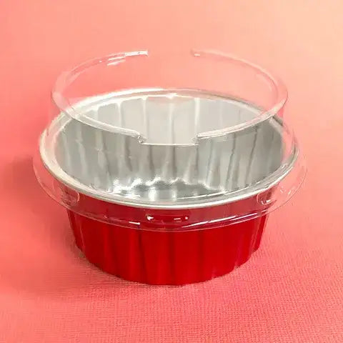 Foil Baking Cup With Lid Round Red 50 Pack (Cake Craft) – view 2