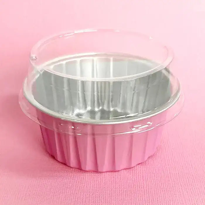 Foil Baking Cup With Lid Round Light Pink 50 Pack (Cake Craft) – view 2