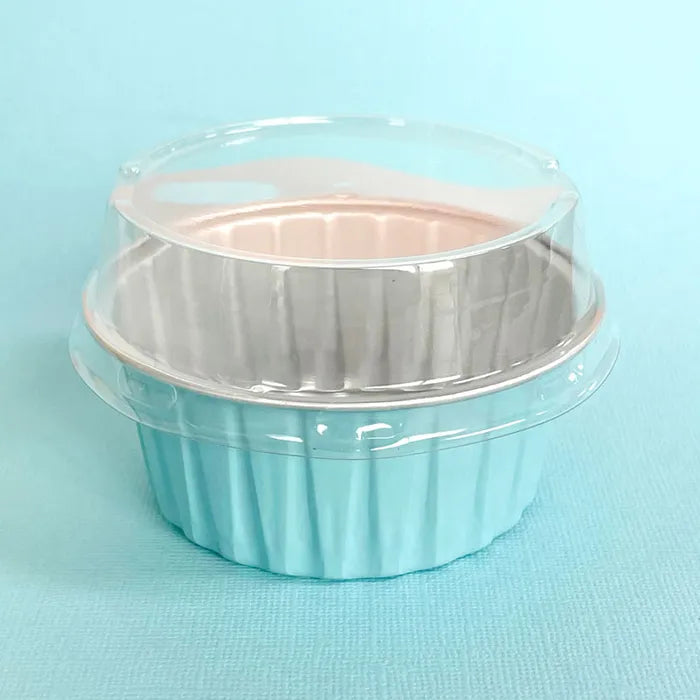 FOIL BAKING CUP WITH LID | ROUND | LIGHT BLUE | 50 PACK (CAKE CRAFT)
