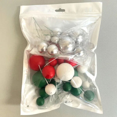 SILVER CHRISTMAS | DECO FOAM BALL TOPPER | 32 PC SET