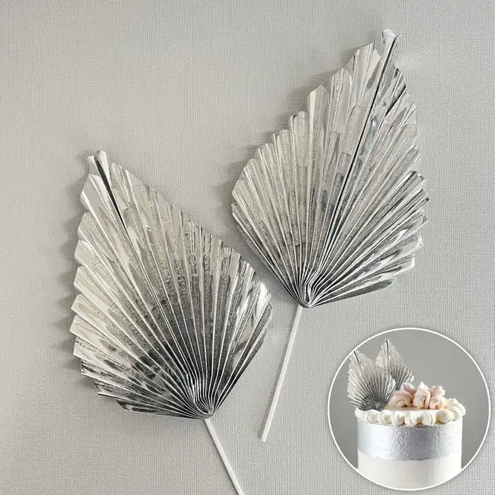 Metallic Silver Deco Fan Topper 2 Pc Set