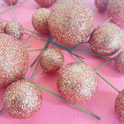 GLITTER ROSE GOLD | DECO FOAM BALL TOPPER | 20 PC SET