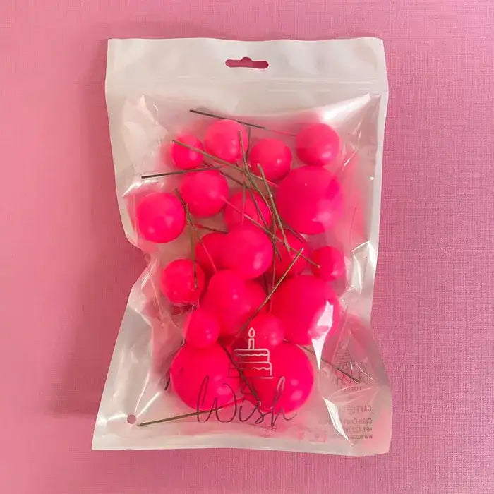 Electric Pink Deco Foam Ball Topper 20 Pc Set – view 2