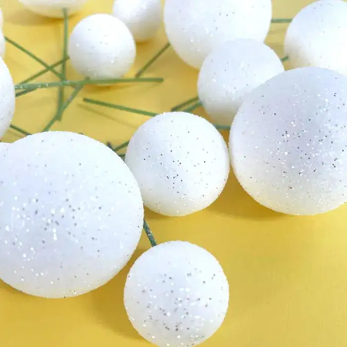 Glitter White Deco Foam Ball Topper 20 Pc Set – view 2