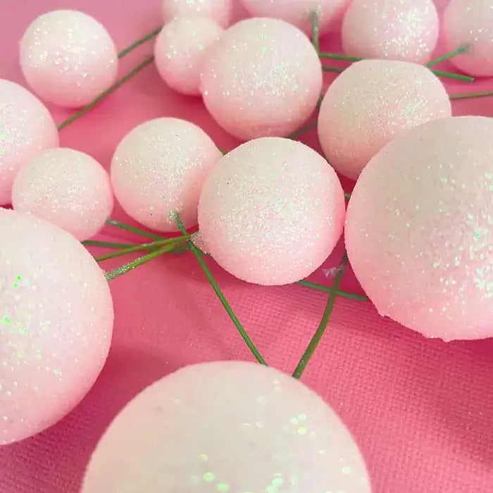 Glitter Baby Pink Deco Foam Ball Topper 20 Pc Set – view 2