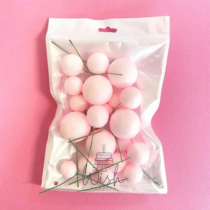 Glitter Baby Pink Deco Foam Ball Topper 20 Pc Set – view 3