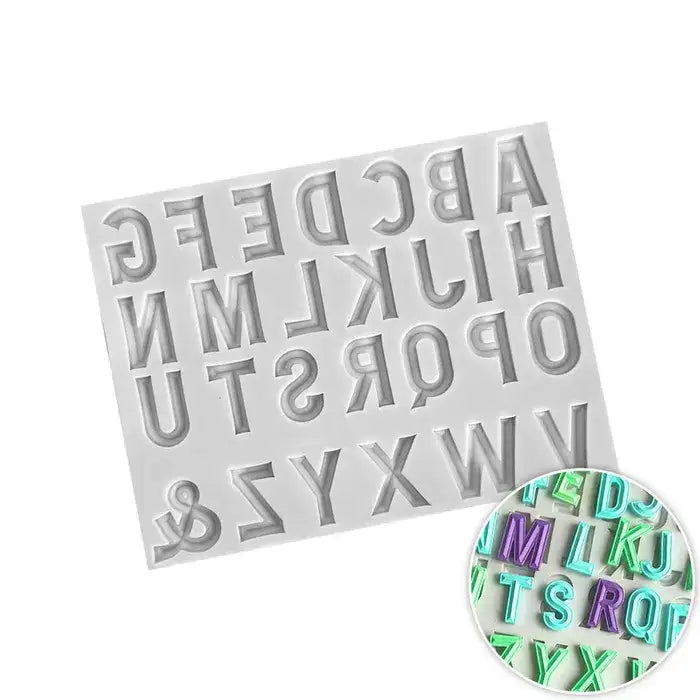 Narrow Block Upper Case Letters Silicone Mould