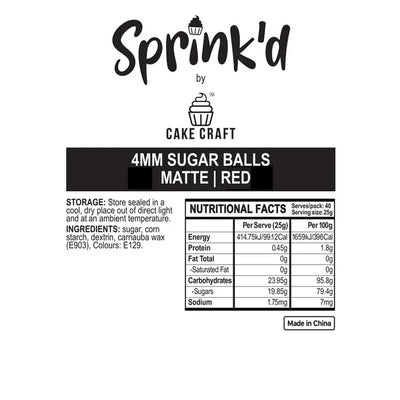 SUGAR BALLS SPRINK'D |  | RED | 4MM | 500G