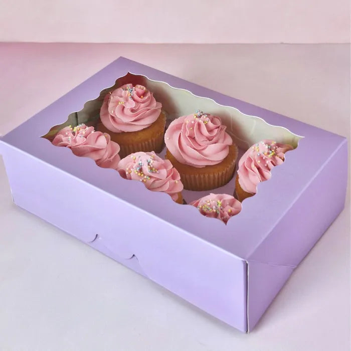 LILAC 6 HOLE CUPCAKE BOX CC