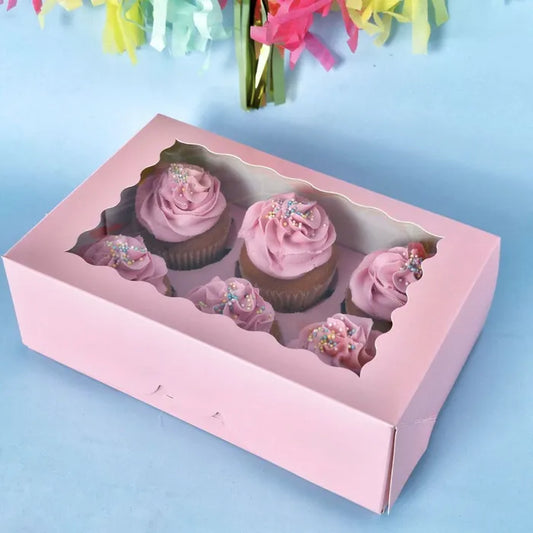 PINK 6 HOLE CUPCAKE BOX CC