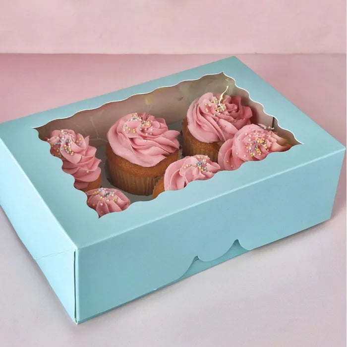 BLUE 6 HOLE CUPCAKE BOX CC