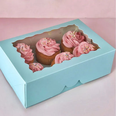 BLUE 6 HOLE CUPCAKE BOX CC