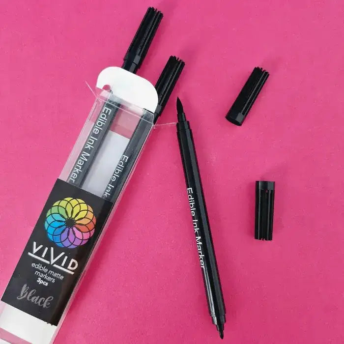 Vivid Edible Matte Markers Black 3Pk
