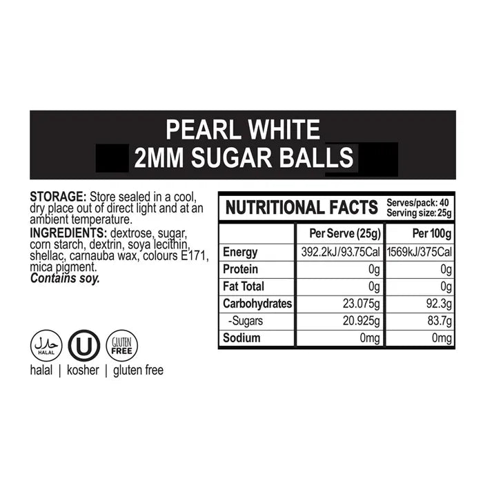 SPRINK'D | 2MM SUGAR BALLS PEARL | WHITE | 500G