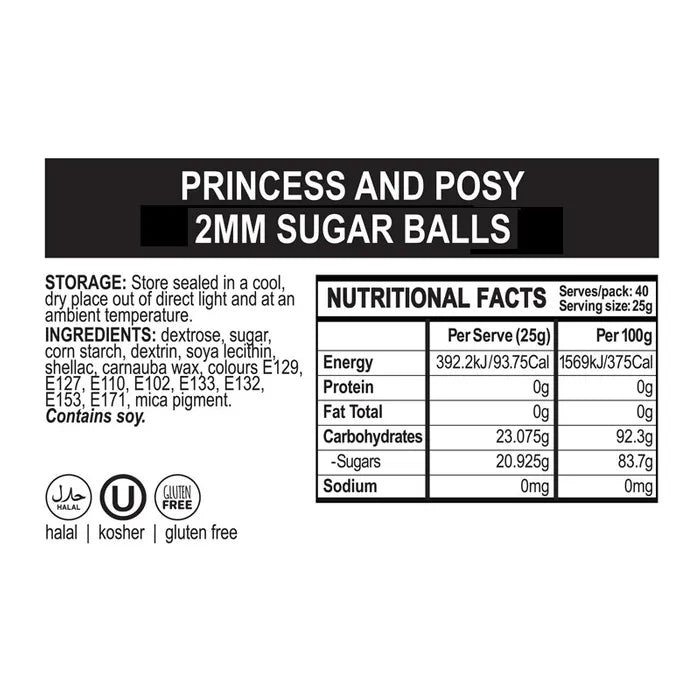 SPRINK'D | PRINCESS & POSY | SUGAR BALLS 2MM | 500G