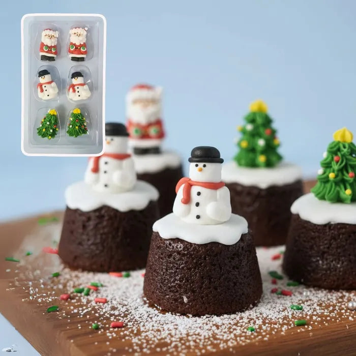 CHRISTMAS SET 3D FIGURES | SUGAR DECORATIONS | 6 PIECE PACK