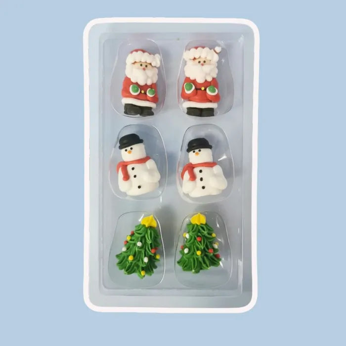 CHRISTMAS SET 3D FIGURES | SUGAR DECORATIONS | 6 PIECE PACK