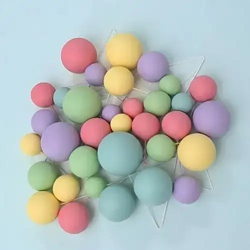 Pastel Rainbow Deco Foam Ball Topper 32 Pc Set