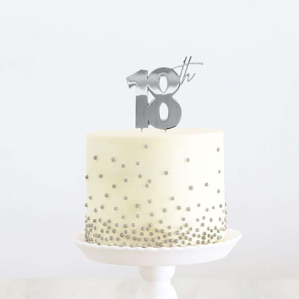 Cake Topper 18th Metal Cake Silver